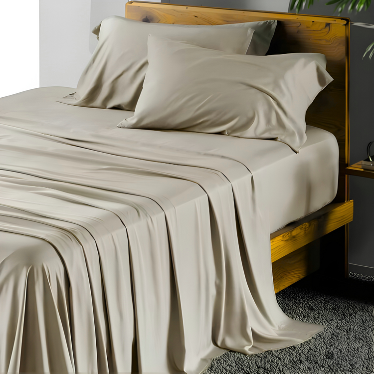 Extra Deep Pocket Bamboo Bedding Sheets in Beige Color