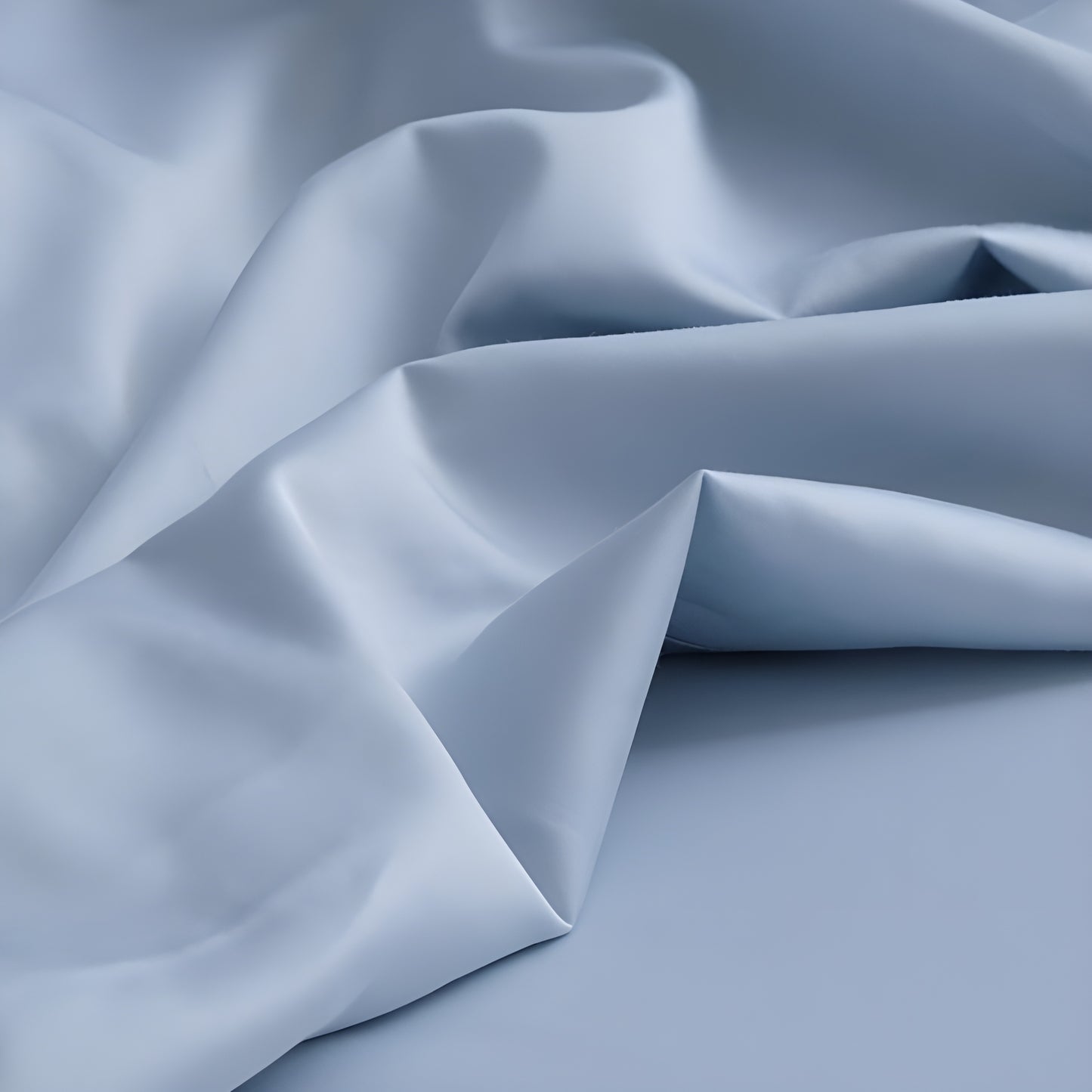 Wrinkled light blue fabric on a flat surface